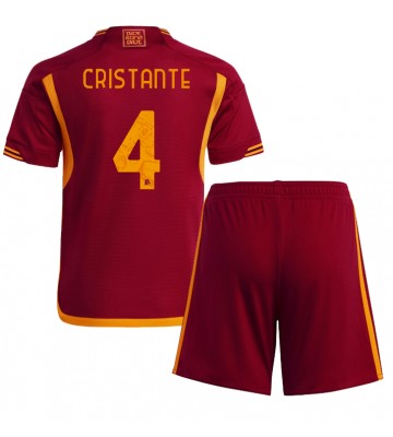 AS Roma Bryan Cristante #4 Hemmaställ Barn 2023-24 Kortärmad (+ Korta byxor)